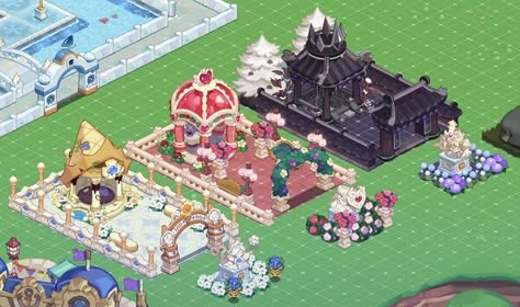 Cookie Run Kingdom Layout Galaxy, Cookie Run Kingdom House Layout, Crk Winter Layout, Cookie Run Kingdom Guild Decor, Crk Building Layout, Cookie Rub Kingdom Layout, Aesthetic Cookie Run Kingdom Layout, Cookie Run Builds, Cookie Run Kingdom Winter Layout