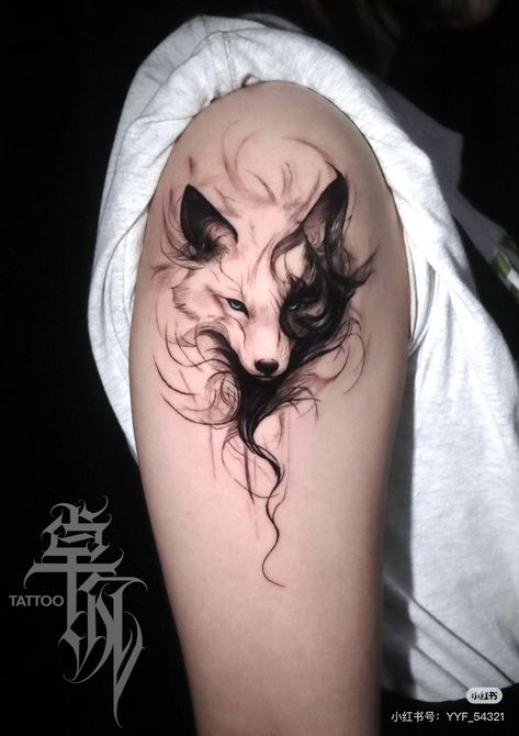 Fox Eyes Drawing, Animal Sleeve Tattoo For Women, Watercolor Fox Tattoo, Watercolor Fox Tattoos, Wolf Tattoos For Women, Animal Sleeve Tattoo, Fox Eyes, Gorgeous Tattoos, Fox Tattoo