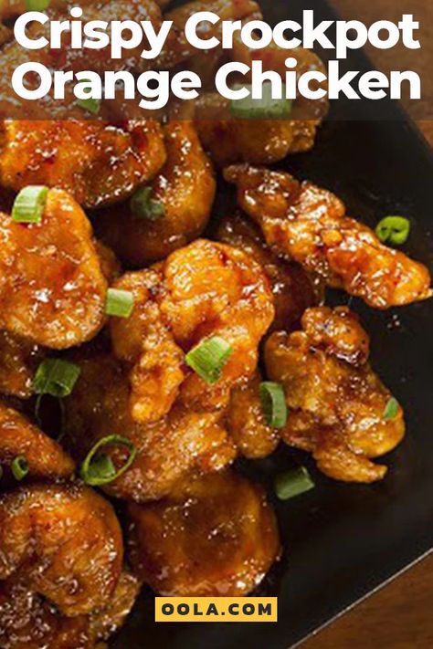 Crispy Crockpot Orange Chicken - Oola.com Orange Chicken Crockpot, Crockpot Orange Chicken Recipe, Crockpot Orange Chicken, Orange Chicken Crock Pot, Barbeque Chicken, Orange Chicken Recipe, Chicken Crockpot, Hawaiian Chicken, Supper Ideas