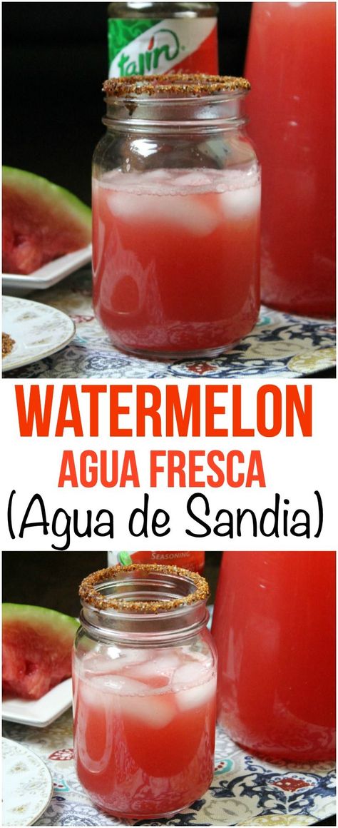 Watermelon Agua Fresca Mexican, Sandia Agua Fresca Recipe, Mexican Watermelon Drink, Watermelon Fresca, Mexican Beverages, Watermelon Recipes Drinks, Watermelon Agua Fresca, Summer Drinks Alcohol Recipes, Summer Drinks Nonalcoholic