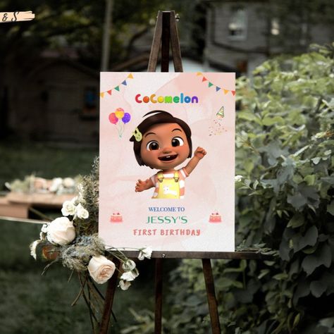 Cocomelon Nina Welcome Sign Editable Template Kids Birthday Canva 2023 Download Latest Digital Printable 16x20 18x24 20x30 24x36 If link is not working message here or email me uniqueandsplendid@gmail.com Cocomelon Welcome Sign, Cocomelon Theme, Welcome Baby Cards, When You Are Happy, Organizing Time, Birthday Invitations Kids, Birthday Sign, Flat Belly, Banners Signs