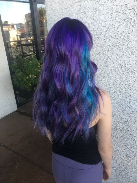 Turquoise And Purple Hair, Brunette Hair Cuts, Hair Stripes, Turquoise Hair, Long Hair Color, Turquoise And Purple, Color Inspo, Hair Inspo Color, Hair Color Trends