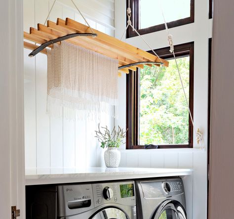 Laundry Room Inspiration: Pulley-Style Drying Rack - This Old House Laundry Room Drying Rack, Perfect Laundry Room, Drying Room, Laundry Room Wallpaper, Laundry Rack, Laundry Room Ideas, Drying Rack Laundry, Laundry Room Inspiration, Laundry Decor