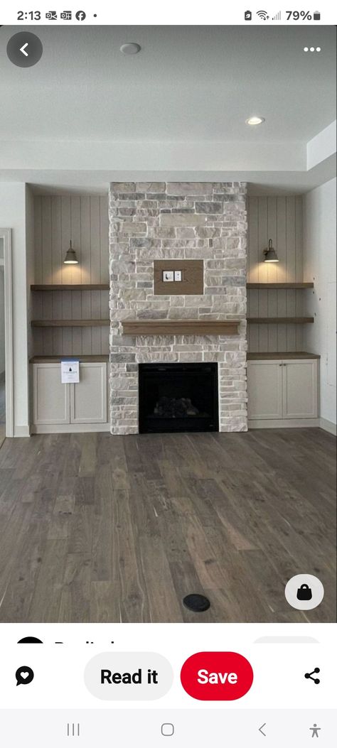 Stained Built Ins Fireplace, Fireplace Built Ins Paint Color, Fireplace Built In Bookshelves, Fireplace Shelving Ideas Built Ins, Stone Fireplace With Built Ins, Big Living Room, Built In Bookshelves, Living Room Built Ins, Brick Fireplace Makeover