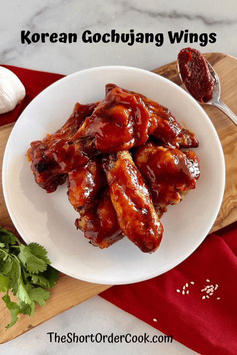 Korean Gochujang Wings - The Short Order Cook Gochujang Wing Sauce, Gochujang Wings, Gochujang Chicken Wings, Nachos Fries, Juicy Chicken Wings, Happy Hour Recipes, Cocktails With Vodka, Tea Punch, Gochujang Chicken