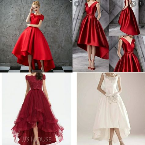 Red. High-low Pear Shaped Dresses, High Low Party Dresses, Color Melon, Pear Body Shape, Hi Low Dresses, Frill Dress, Red High, Glam Dresses, Western Dresses