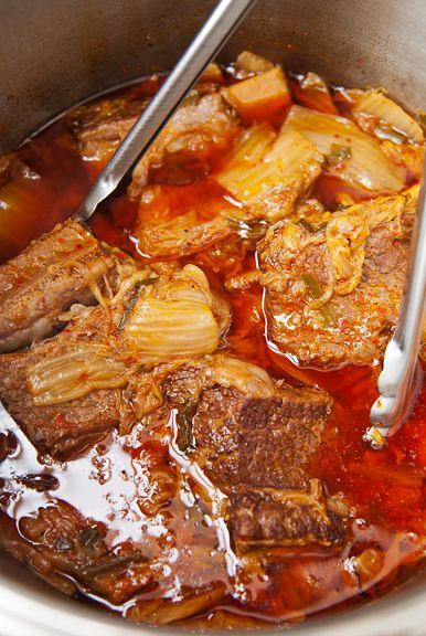 Korean Jjigae, Kimchi Jigae Recipe, Kimchi Beef Stew, Korean Tofu Stew, Ribs In Instant Pot, Kimchi Stew Recipe, Ribs Instant Pot, Korean Beef Stew, Korean Soups