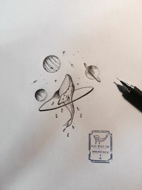 Space Whale Tattoo, Seoul Hongdae, Whale Shark Tattoo, Ring Tattoo Designs, Space Whale, Whale Tattoo, Ring Tattoo, Planet Drawing, Universe Tattoo