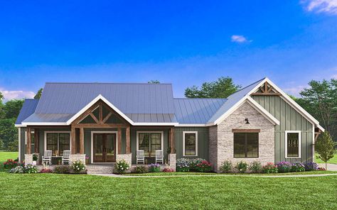 2200 Sq Ft House Plans, Modern Craftsman Farmhouse, Property Ideas, Floor Plans Ranch, Basement House Plans, Lake Houses, House Plans One Story, Small Lake, Farmhouse House