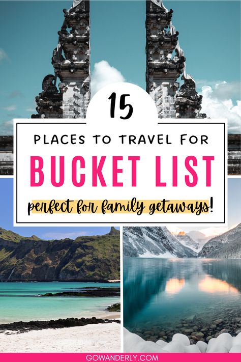 List of 15 exciting travel destinations ideal for family vacations and adventures. Big Family Vacation Ideas, Vacation Ideas Family, Big Family Vacation, Places To Travel With Kids, Bucket List For Families, Bucket List Travel Destinations, Bucket List Travel, Bucket List Family, Ultimate Bucket List