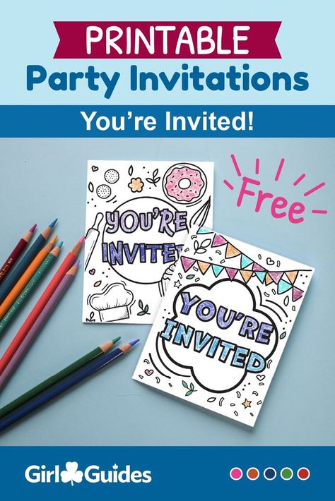 Invite your friends to your party! Kids will use these free printable resources to create their own party invitations to send to their friends. Printable Party Invitations, Free Printable Birthday Invitations, Free Printable Invitations, Party Invitations Printable, Party Invitations Kids, Kids Create, Create Invitations, Printable Party, Printable Birthday Invitations