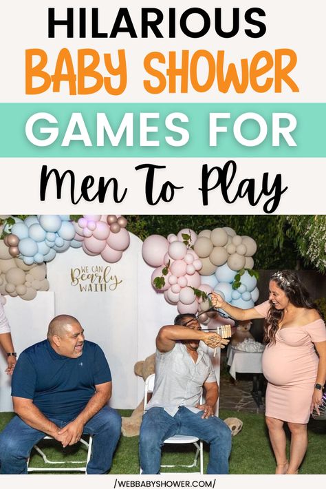 Looking for baby shower games for men? These super fun and hilarious baby shower games for men are the perfect ones to play in 2021! #babyshowergames #babyshowergamesformen Mens Baby Shower Games, Baby Shower Games For Men, Men Baby Shower Games, Hilarious Baby Shower Games, Couples Baby Shower Games, Best Baby Shower Games, Baby Shower Game Prizes, Baby Shower Games Coed, Games For Men