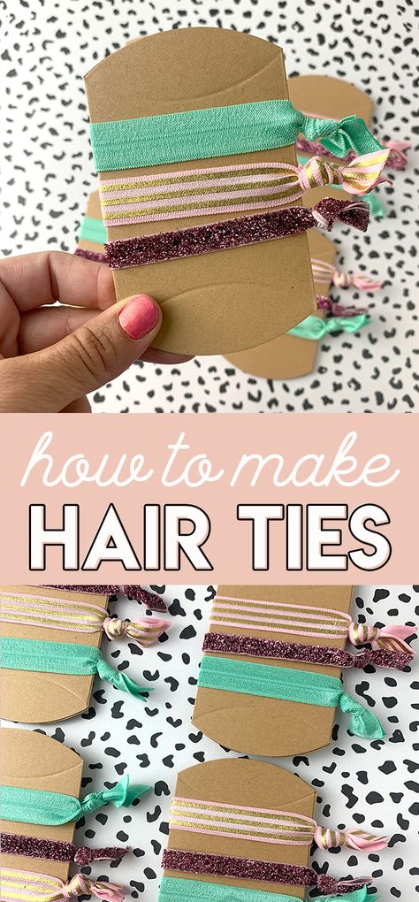 DIY Fold Over Elastic Hair Ties - Tutorial - Poofy Cheeks How To Make Hair Ties With Elastic, Elastic Ribbon Hair Ties, Fold Over Elastic Hair Ties Diy, Sewing Hair Ties, How To Make Elastic Hair Ties, Making Hair Ties, Crafts With Elastic, Fold Over Elastic Projects, Diy Hair Ties Elastic