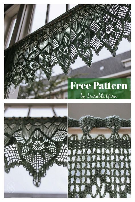 Window Curtain Free Crochet Pattern Crochet Valance Pattern Free, Valance Patterns Free, Nordic Star, Valance Patterns, Star Window, Lace Valances, Crochet Curtain Pattern, Knit Ideas, Crochet Curtains