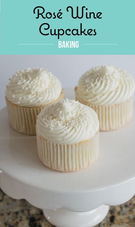 Rosé Wine Cupcakes Wine Cupcakes, Boozy Cupcakes, Vanilla Cream Cheese Frosting, Cupcakes Vanilla, Pantry Recipes, Rosé Wine, Recipes On A Budget, Prep Breakfast, Wine Tasting Party