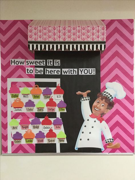 Bakery Bulletin Board, Kitchen Bulletin Board Ideas, Kitchen Bulletin Board, Kitchen Bulletin Boards, Cafeteria Bulletin Boards, Bakery Theme, Classroom 2023, Food Bulletin Boards, Animals Around The World