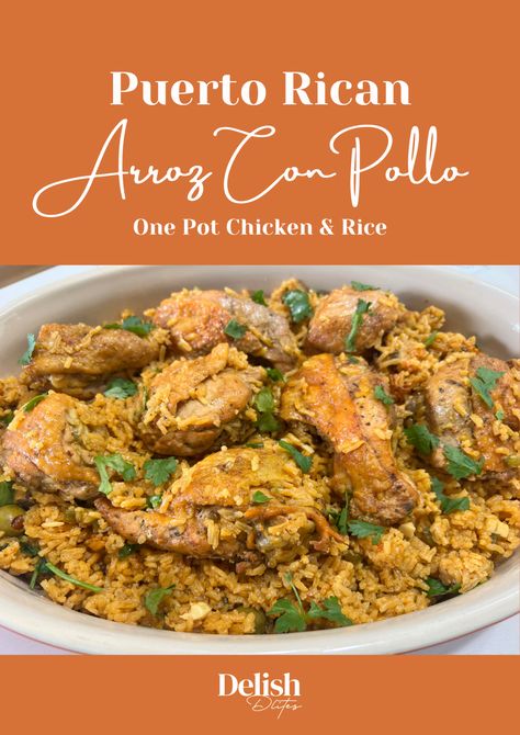 Easy Puerto Rican Recipes, Cuban Arroz Con Pollo, Puerto Rican Chicken Stew, Con Pollo Chicken, Puerto Rican Chicken, Puerto Rican Food, Rice In The Oven, Pollo Recipe, Latin Recipes