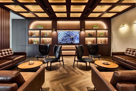 The Lounge at Tai Seng Exchange - Singapore | Office Snapshots Workplace Interior, Bar Counter Design, Acoustic Ceiling Panels, Davis Furniture, Airport Lounge, Booth Seating, Modular Lounges, Counter Design, Window Film Privacy