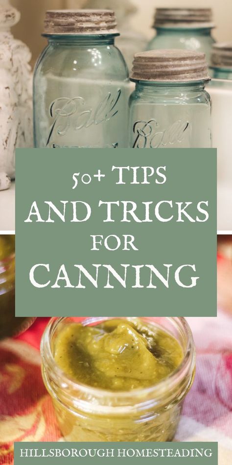 Home canning can be intimidating. But there’s nothing more valuable than being able to stand on the shoulders of the canners that have come before us. To do that, I’ve collected the top tips and tricks that home canners on a canning group in Facebook suggested. Some of them you may know already – some you may not. In either case, being reminded of these tips can help us make our canning practice much easier – and more enjoyable! | Hillsborough Homesteading Homestead Diy, Diy Condiments, Tomato Sandwiches, Harvest Storage, Canning Equipment, Skill To Learn, Healty Dinner, Healthy Fruits And Vegetables, Canning Supplies