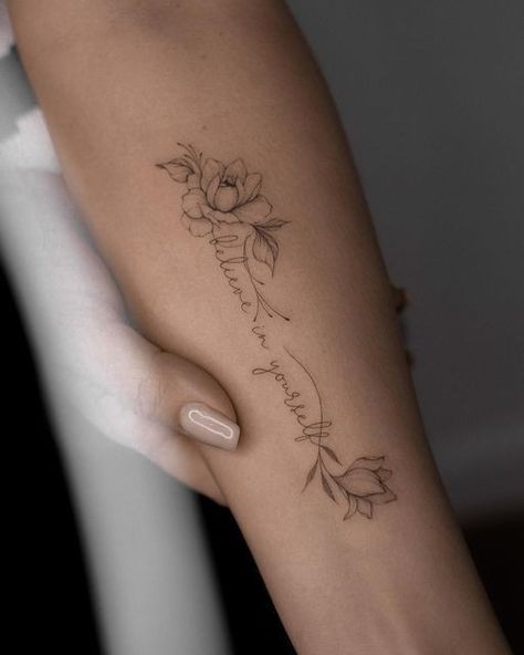 Aries Female, Delicate Tattoos For Women, Handwriting Tattoos, Tato Minimal, Cool Wrist Tattoos, Creative Tattoo, Tattoos For Women Flowers, Writing Tattoos, Tasteful Tattoos