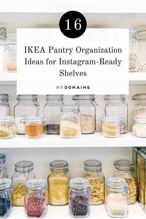 Organizing expert Jen Robin shares her top IKEA pantry storage ideas for Instagram-ready shelves. Glass Pantry Storage, Ikea Pantry Storage, Ikea Food Storage, Ikea Kitchen Pantry, Ikea Pantry Organization, Pantry Storage Ideas, Ikea Pantry, No Pantry Solutions, Pantry Organization Ideas