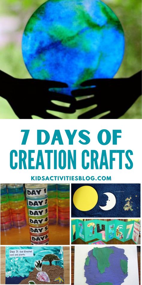 Craft For Creation Story, World Creation Ideas, Day 7 Of Creation Craft, Creation Themed Crafts, Day 1 Of Creation Crafts, Day Six Of Creation Craft, Day 5 Of Creation Craft, God's Creation Crafts For Preschool, Creation Day 1 Crafts For Preschool