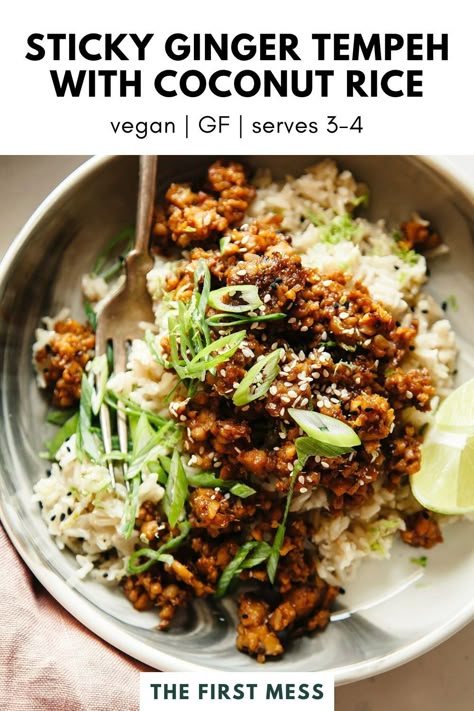 Tempeh Recipes Vegan, Vegan Main Course, Rice Recipes Vegan, Seitan Recipes, Tempeh Recipes, Easy Vegan Dinner, Coconut Rice, Main Course Recipes, Vegan Dinner