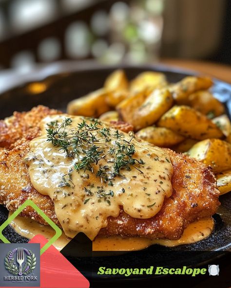 Savoyard Escalope 🧀🍽 Ingredients 🍴 4 veal cutlets 🥩 100 g thinly sliced ​​raw ham 🍖 150 g of sliced ​​raclette cheese 🧀 2 eggs 🥚 100 g of flour 🍞 100 g of breadcrumbs 🥖 Salt and pepper Instructions 📝 1️⃣ Prepare the ingredients: Season the veal escalopes with salt and pepper . Cut the slices of raw ham in half 🍖. Beat the eggs in a deep plate, place the flour in another deep plate and the breadcrumbs in a third 🥚🍽. 2️⃣ Assemble the cutlets: Place a slice of raw ham on each escalope, then one... Breaded Cutlets, Raclette Cheese, Veal Cutlet, Enjoy Your Meal, Deep Plate, Ham And Cheese, 2 Eggs, Green Salad, Food Obsession