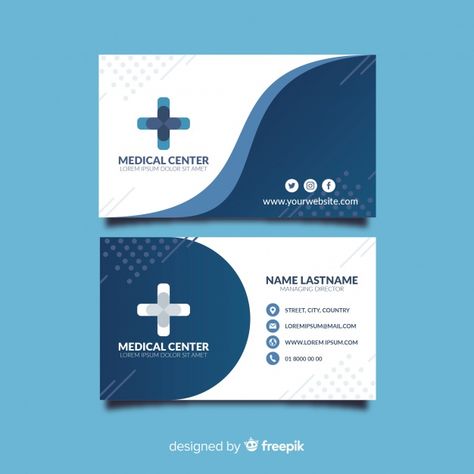 Medical business card template with modern style | Premium Vector #Freepik #vector #logo #business-card #business #abstract Doctor Business Cards, Studio Medico, Medical Business Card, Hospital Logo, Healthcare Business, Business Card Template Psd, Medical Business, Professional Business Card Design, Visiting Card Design