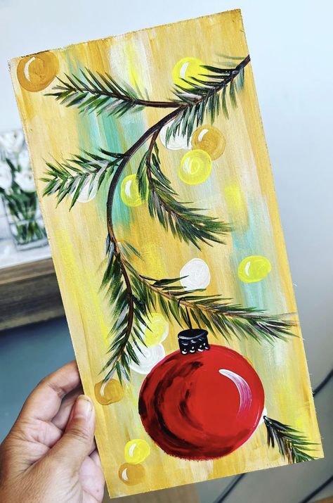 Art Shed, Gold Art Painting, Christmas Canvas Art, Christmas Paintings On Canvas, Holiday Painting, Easy Canvas Painting, Canvas Painting Designs, Winter Painting, Canvas Painting Diy