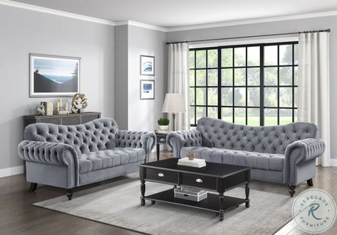 Grey Living Room Sets, Dark Grey Living Room, Dark Gray Sofa, Grey Fabric Sofa, Velvet Living Room, Loveseat Living Room, Living Room Sofa Set, Wholesale Furniture, Living Room Set