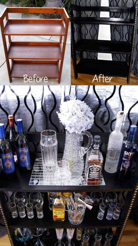 Home Bar Diy, Diy Wine Bar, Bandeja Bar, Gold Bar Cart, Bar Sala, Bar Diy, Diy Home Bar, Diy Budget, Bar Designs