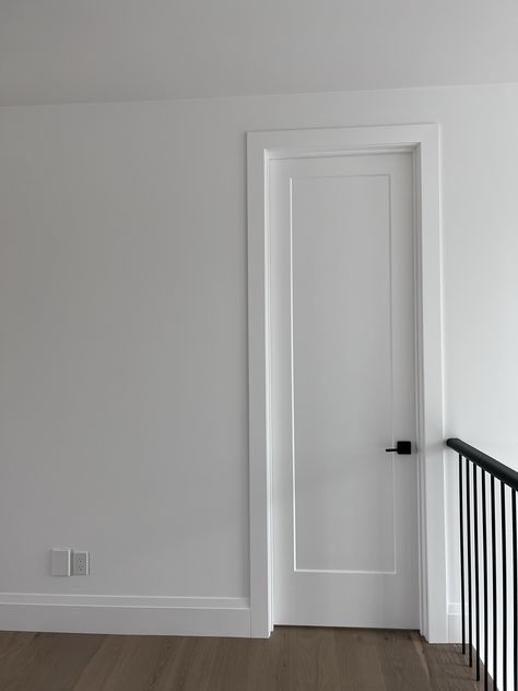 Modern Shaker Doors, Eased Edge Casing, Contemporary Baseboard Flat Door Trim Ideas, Mouldings And Trim Ideas Door Casing, Doors Trim Ideas, Trim And Casing Ideas, Trim Designs Baseboards, Contemporary Trim Ideas, Modern Casing Trim, Thick Baseboards And Trim, Modern Architrave Door Frames