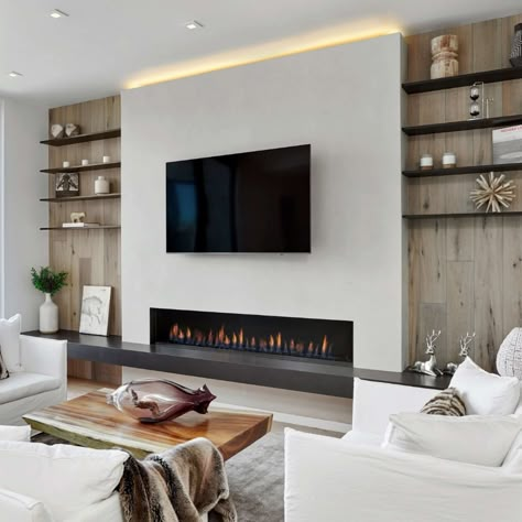 Fireplace Feature Wall, Luxury Fireplace, Feature Wall Living Room, Living Room Wall Units, Fireplace Tv Wall, Fireplace Built Ins, Living Room Decor Fireplace, Contemporary Fireplace, Fireplace Ideas