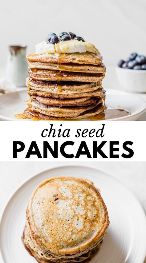 Quick Chia Seed Breakfast, Greek Yogurt Chia Seeds, Yogurt With Flaxseed, Fiber Pancakes, Chia Seed Pancakes Healthy, Chia Seeds Pancakes, Pancakes With Chia Seeds, Chia And Greek Yogurt, Chia Seed Healthy Recipes