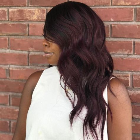 African American Dark Burgundy Hair Burgundy Hair Colors, Burgundy Hair With Highlights, Short Burgundy Hair, Deep Burgundy Hair, Red Burgundy Hair Color, Burgundy Brown Hair, Burgundy Red Hair, Dark Burgundy Hair, Burgundy Hair Dye