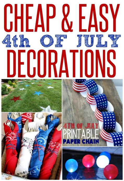 Plan the perfect Fourth of July bash with these cheap and easy DIY party decorations! Patriotic Party Decorations, Patriotic Decorations Party, Food Decorations, Fourth Of July Decorations, 4th July Crafts, 4th Of July Desserts, Fourth Of July Food, Fourth Of July Decor, Patriotic Crafts