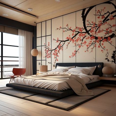 Decor House Ideas, Bedroom Japanese Style, Romantic Bedroom Decor Ideas, Japanese Bedroom Ideas, Asian Style Bedrooms, Japanese Inspired Bedroom, Japanese Style Interior, Asian Bedroom, Japanese Style Bedroom