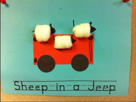 Library Village: Preschool Story Time - Sheep Shenanigans Sheep In A Jeep, Preschool Story Time, Preschool Language Arts, Jeep Art, Summer Preschool Crafts, Farm Books, Farm Preschool, Preschool Language, Letter Crafts