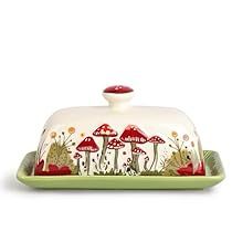 Butter Tray, Butter Container, Wooden Butter Mold, Whimsical Woodland, Ceramic Butter Dish, Butter Molds, Red Mushroom, Enchanted Forest, Artisan Craft