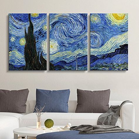 Van Gogh Nature, 3 Panel Wall Art, Forest Waterfall, Serene Landscape, Arte Van Gogh, Famous Artwork, Mural Wall, Golden Leaves, Canvas Art Wall Decor