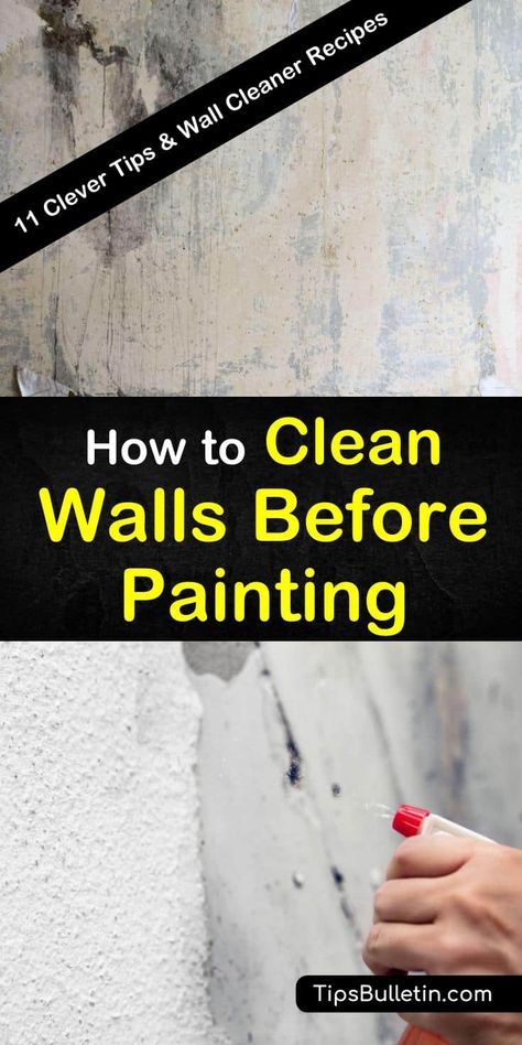 Home Clean Basement Walls, Prep Walls For Painting, Prep For Painting Walls, Cleaning Textured Walls, Wash Walls Before Painting, Best Wall Cleaning Solution, How To Prep Walls Before Painting, Cleaning Wallpaper Walls, How To Clean Walls Before Painting