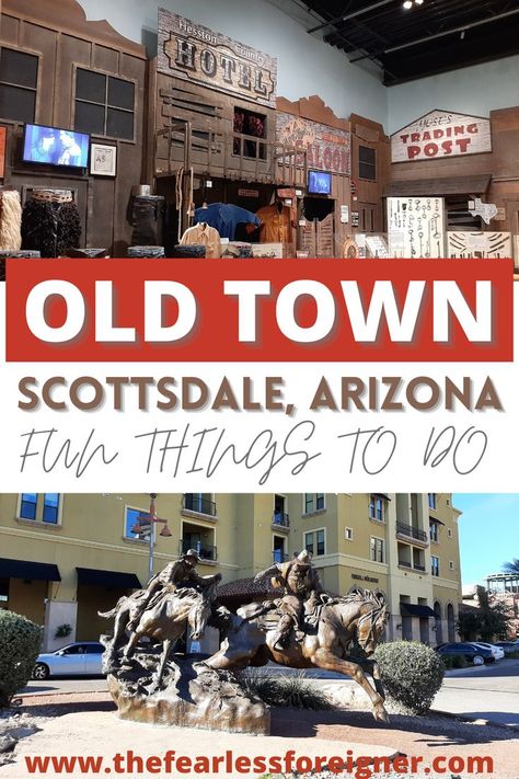 Old West town exhibit in a museum // Cowboys and horses statue Family Things To Do In Phoenix Arizona, Old Scottsdale Arizona, Best Places To Stay In Scottsdale Az, Downtown Scottsdale Arizona, Where To Stay In Scottsdale Az, Old Town Scottsdale Arizona Restaurants, What To Do In Scottsdale Az, Scottsdale Arizona Things To Do, Phoenix Az Things To Do In