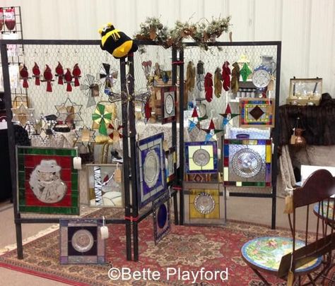 Selling Your Stained Glass at Craft Fairs Stain Glass Craft, Stained Glass Display, Stained Glass Craft, Crafting Hobbies, Up Craft, Craft Fairs Booth, Canopy Frame, Craft Booth Displays, Packing To Move