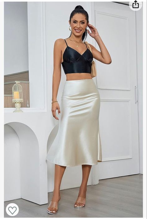 Diy Midi Skirt, Alcea Rosea, Satin Skirt Outfit, High Waist Midi Skirt, Myanmar Clothes, Diy Skirt, Skirts Midi High Waisted, Pleated Skirts, Work Skirts