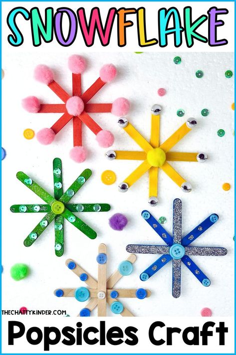 Looking for an easy and cute craft idea? Try our snowflake popsicle craft! Ideal for those searching for winter crafts for kids or fun winter activities for kids. These easy winter crafts for kids are not only adorable but also great for hand-eye coordination, making popsicle snowflakes for kids a hit in any winter-themed crafting session! Preschool Construction Paper Crafts, Snowflakes For Kids, Cool Crafts For Kids, Popsicle Craft, Popsicle Stick Craft, Craft Ideas With Paper, Popsicle Stick Snowflake, Popsicle Stick Christmas Crafts, Ideas With Paper