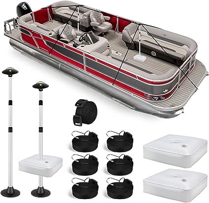 Fuprosico Pontoon Boat Cover Support System, Adjustable Telescopic Boat Cover Support Poles 2 Pack for Pontoon, Jon Boat, V Hull Boat with Webbing Straps and Weight Bag Boat Cover Support, Pontoon Boat Covers, Hull Boat, Resin Sheds, Jon Boat, Garden Tool Storage, White Kicks, Storage House, Boat Covers