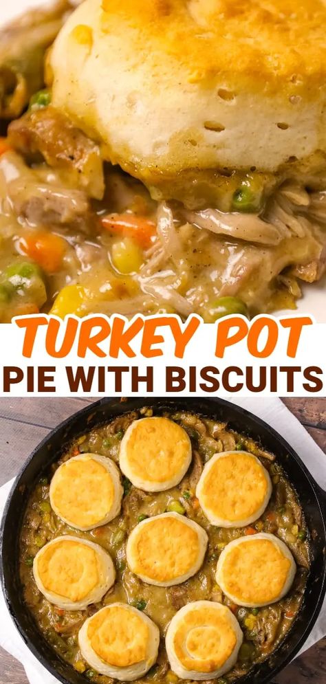 Turkey Pot Pie with Biscuits - THIS IS NOT DIET FOOD Turkey Pot Pie Biscuits, Turkey Pot Pie Recipe With Cream Of Chicken Soup, Leftover Turkey Recipes With Biscuits, Turkey Pot Pie With Biscuit Topping, Turkey And Biscuits Recipe, Creamed Turkey Over Biscuits, Turkey Pot Pie Recipe Easy With Biscuits, Turkey Pot Pie With Biscuits, Turkey Pot Pie Recipe Easy