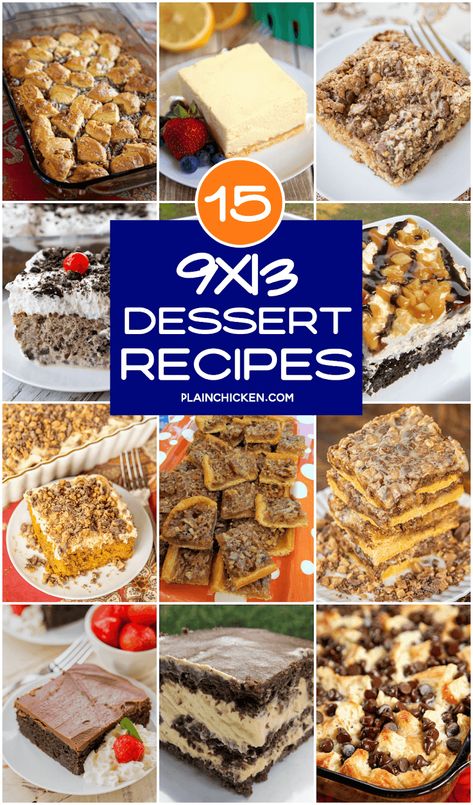 9x13 Dessert Recipes | Plain Chicken® Must Make Desserts, Easy Party Desserts For A Crowd, Most Popular Dessert Recipes, Copycat Recipes Desserts, Pan Desserts, Popular Desserts Recipes, Popular Dessert, Most Popular Desserts, Potluck Desserts