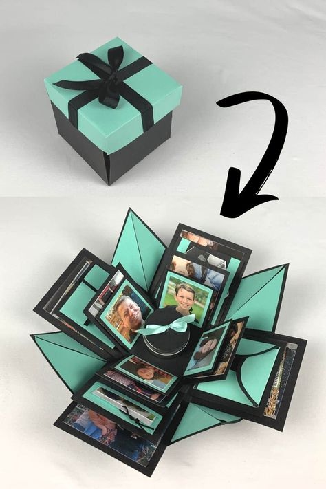 Explosion Box Tutorial, Diy Exploding Box, Exploding Gift Box, Box Tutorial, Cool Paper Crafts, Origami Box, Exploding Boxes, Cadeau Photo, Box Diy